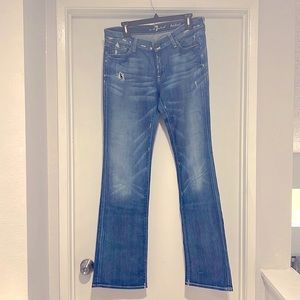 7 FOR ALL MANKIND Distressed Blue wash Bootcut Jeans